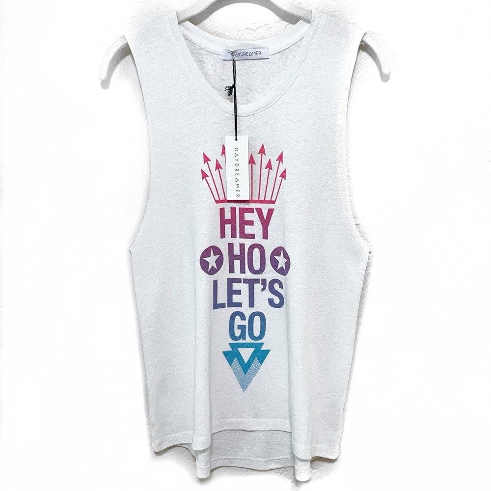 NWT DAYDREAMER Hemp + Organic Cotton Hey Ho Let’s Go Ramones Muscle Tank Top XS